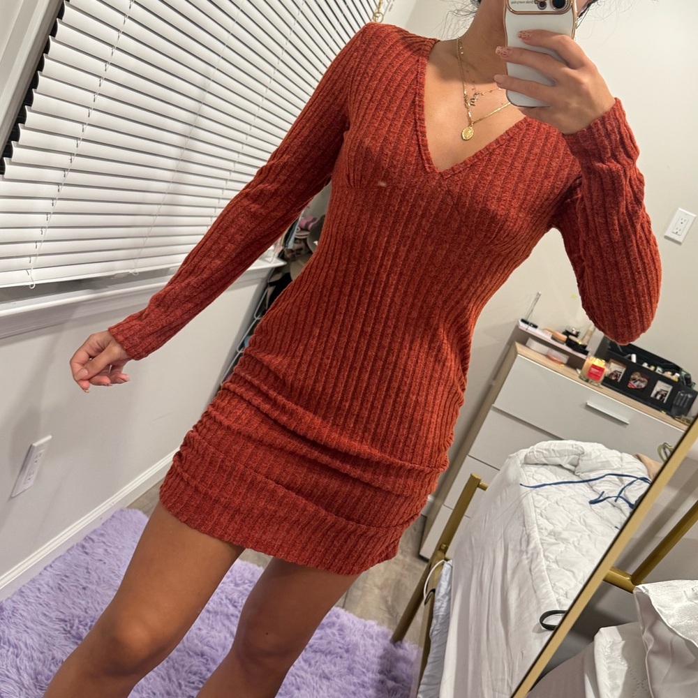 Dark red color dress